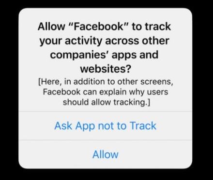 FB pop-up app iOS 14-update Apple