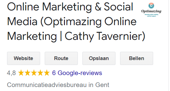 Screenshot Google Mijn Bedrijf reviews - Optimazing Online Marketing